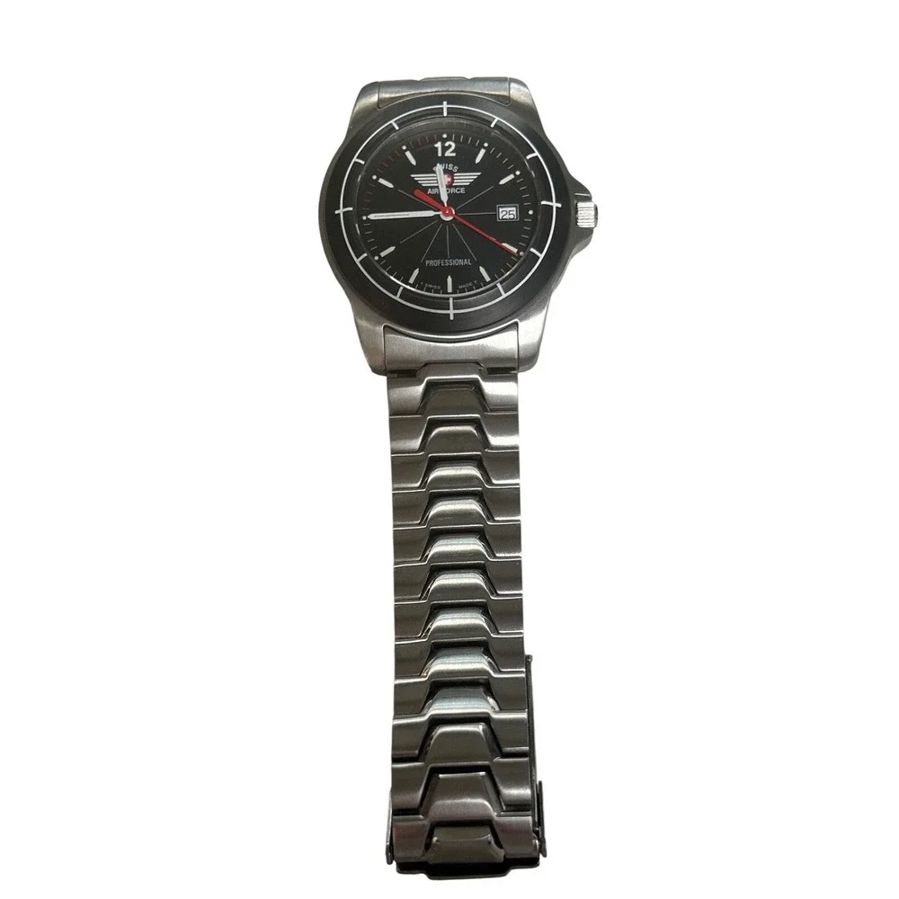 Swiss Air Force Professional Watch Black Dial Stainless Steel GBP OA 239 9 G 250